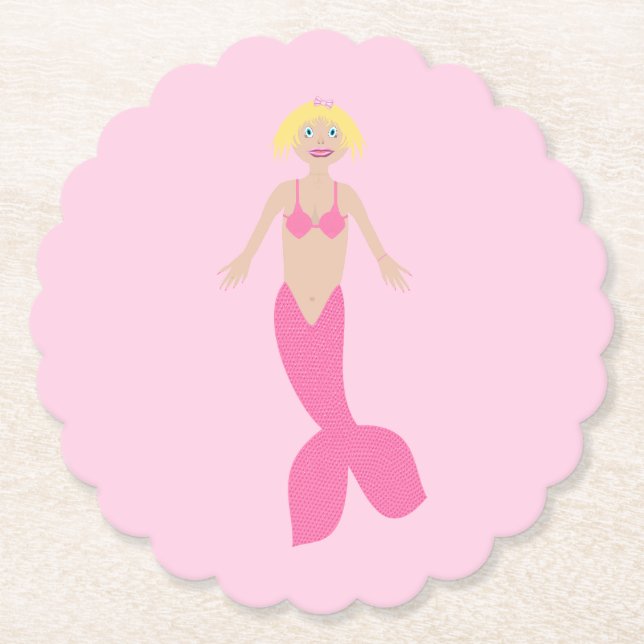 Söt Rosa Fantasy Sjöjungfru Underlägg Papper (Framsida)