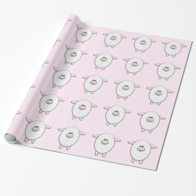 Söt Rosa Får Baby Shower Presentpapper (Utrullad)