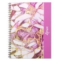 Söt Rosa Färg och Faux Guld Blommigt Monogram