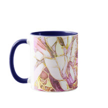 Söt Rosa Färg och Faux Guld Blommigt