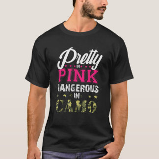 Söt Rosa Farligt i Camo Hunting Girl Women H T Shirt