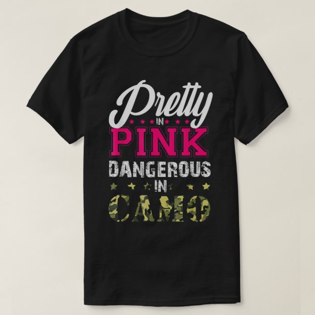 Söt Rosa Farligt i Camo Hunting Girl Women H T Shirt (Design framsida)