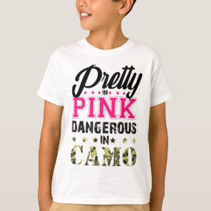 Söt Rosa Farligt i Camo Hunting Girl Women H T Shirt