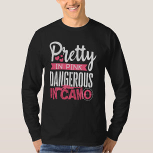 Söt Rosa Farligt i Camo Hunting Hobby T Shirt