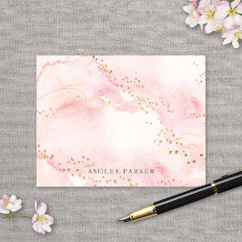 Söt Rosa Faux Guld Glitter Personal Stationery Tack Kort