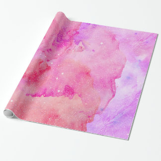 Söt Rosa Faux Sparkly Watercolor Paint Presentpapper