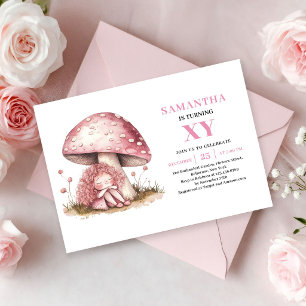 Söt rosa fe-tjej 2-års födelsedagsinbjudan med rod inbjudningar