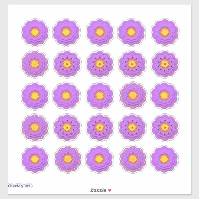 Söt Rosa Felt Kolla Flowers Klistermärken (Ark)