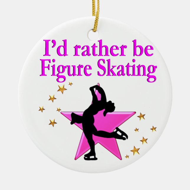 SÖT ROSA FIGUR SKATER JULGRANSPRYDNAD KERAMIK (Framsidan)
