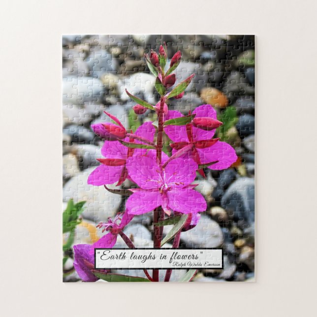 Söt Rosa Fireweed Wildblommor Bloom i Kanada Pussel (Vertikal)