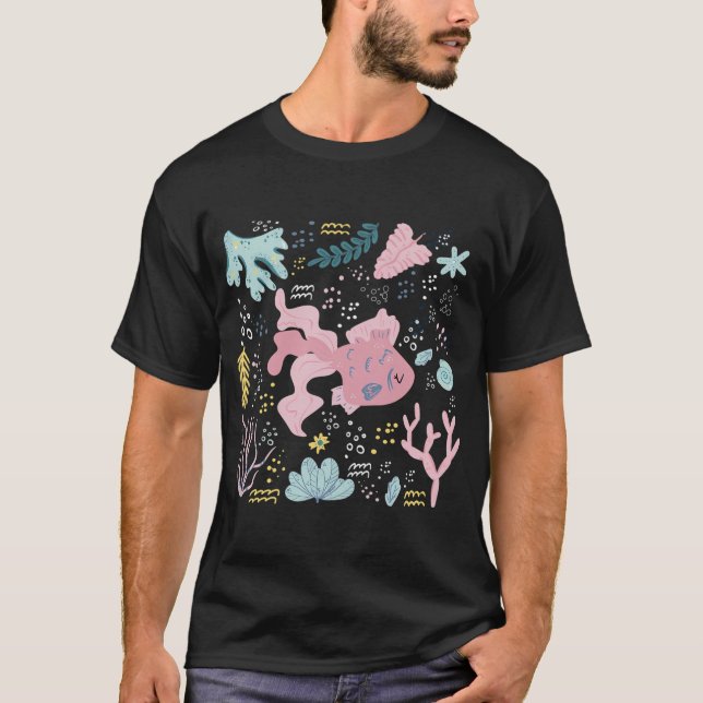 Söt Rosa Fisk Undervattensklotter T Shirt (Framsida)
