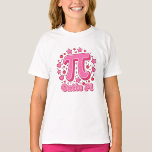 Söt Rosa Fjäril "Cutie Pi" Matematik Puns Tjej- T Shirt
