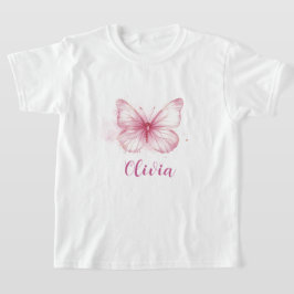 Söt Rosa Fjäril Tjej Personlig T-Shirt
