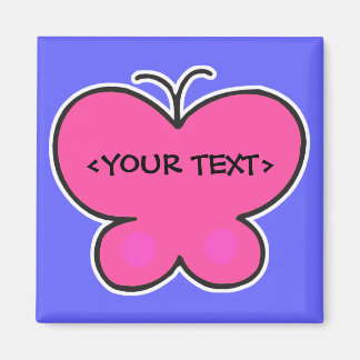 Söt rosa-fjäril,<YOUR TEXT> Magnet