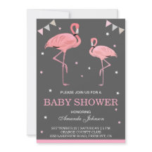 Söt Rosa Flamingo Baby Shower Inbjudan