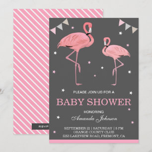 Söt Rosa Flamingo Baby Shower Inbjudan