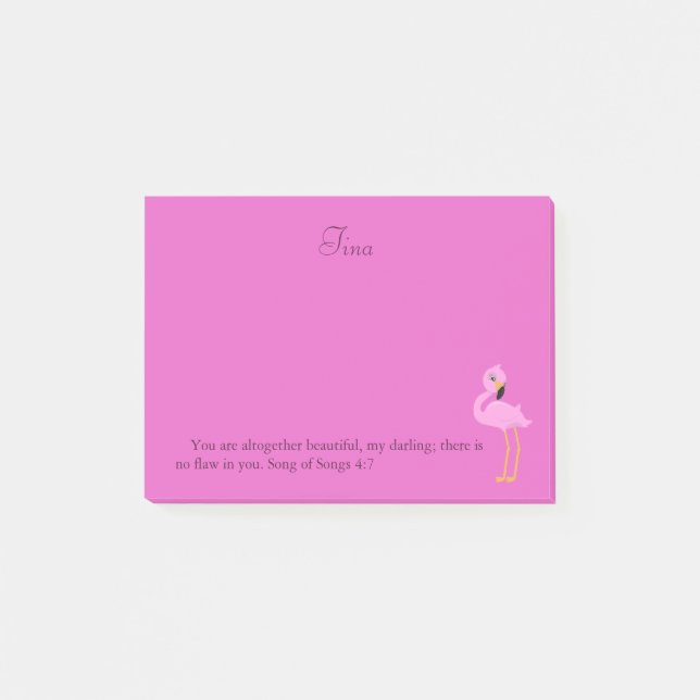 Söt Rosa Flamingo Bible Verse Post-it Block (Framsida)