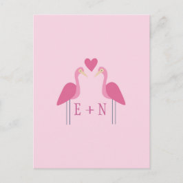 Söt Rosa Flamingo Brudpar Vykort