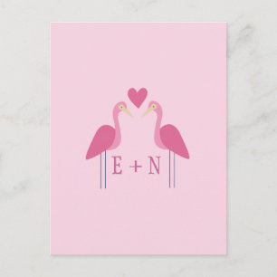 Söt Rosa Flamingo Brudpar Vykort