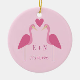 Söt Rosa Flamingo Cute Bröllop Årsdag Gift Julgransprydnad Keramik