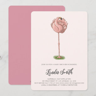 Söt Rosa Flamingo Flicka Baby Shower Inbjudningar