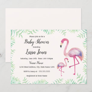 Söt Rosa Flamingo Flicka Bebis Shower Inbjudan