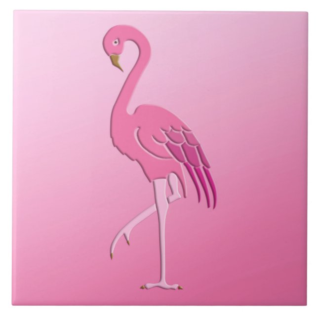Söt Rosa Flamingo Fuchsia och Blek Rosa Kakelplatta (Framsidan)