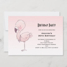 Söt Rosa Flamingo Illustration Födelsedag