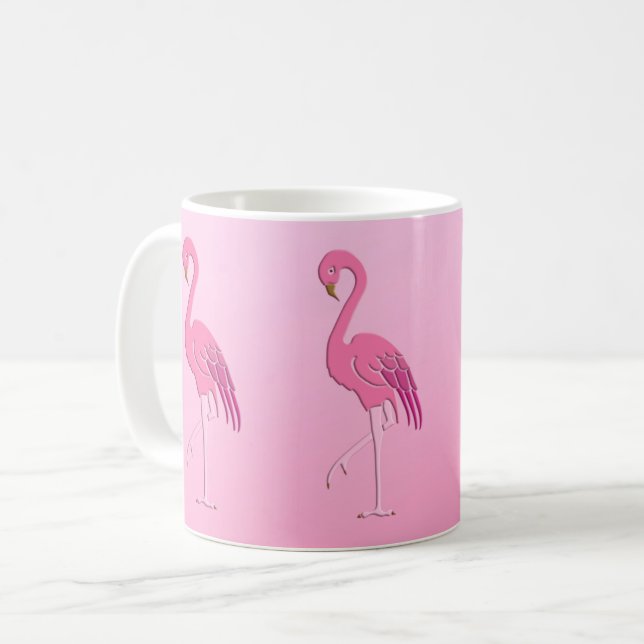 Söt rosa flamingo kaffemugg (Framsida vänster)
