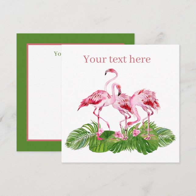 söt rosa flamingo lägga till text anteckningskort (Fram/baksida)