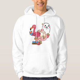 Söt Rosa Flamingo Laptop Ostkaka & Spöke Hoodie