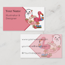 Söt Rosa Flamingo Laptop Ostkaka & Spöke Visitkort