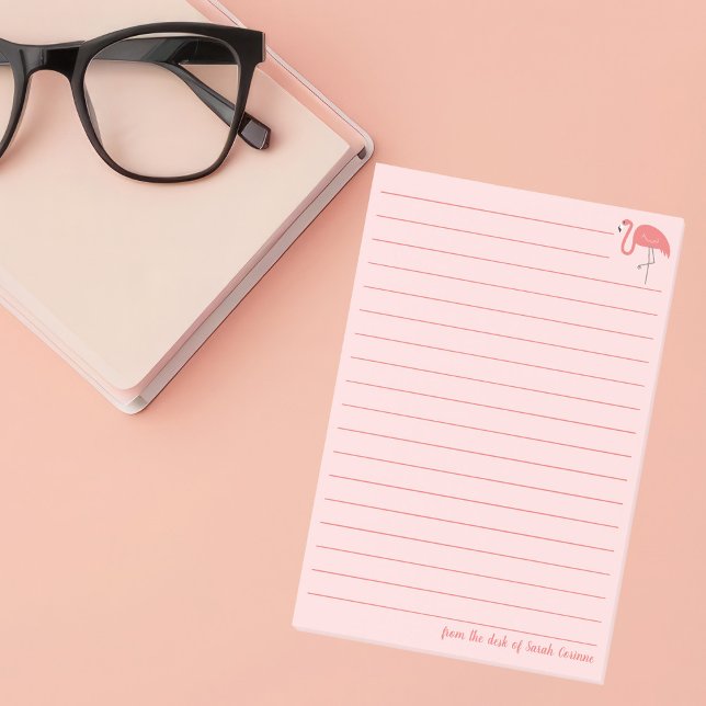 Söt Rosa Flamingo Lining Personlig Post-it Block (Skapare uppladdad)