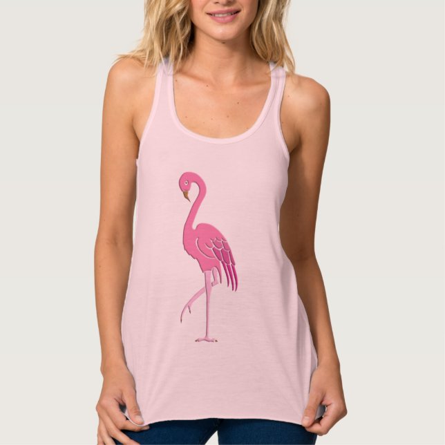 Söt rosa flamingo linne med racerback  (Framsida)