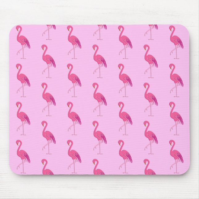 Söt rosa flamingo-mönstermusknapp musmatta (Framsidan)