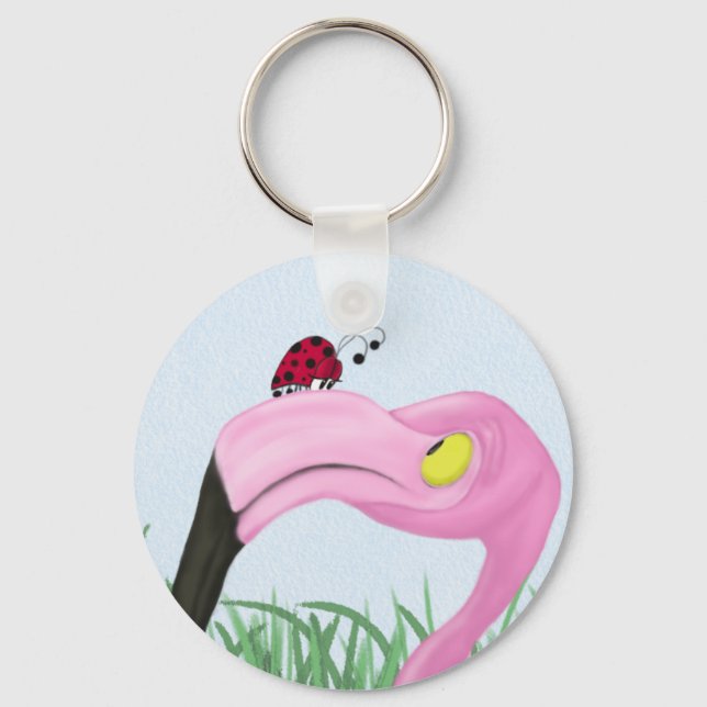 Söt Rosa Flamingo Nyckelring (Framsida)