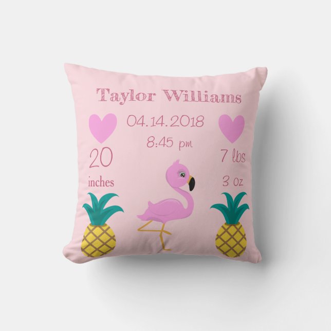 Söt Rosa Flamingo och ananas Kudde (Framsida)