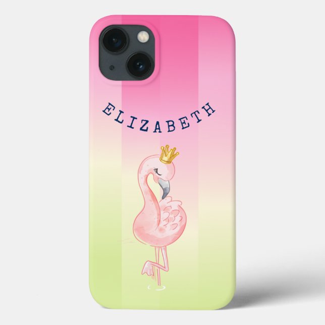 Söt rosa flamingo ombre-randig     (Baksida)