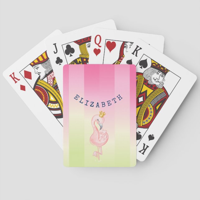 Söt Rosa Flamingo Ombre Randig Casinokort (Baksidan)