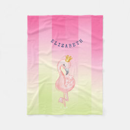 Söt rosa flamingo ombre-randig fleecefilt