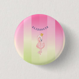 Söt rosa flamingo ombre-randig knapp