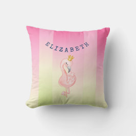 Söt Rosa Flamingo Ombre-Randig Kudde