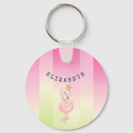 Söt rosa flamingo ombre-randig nyckelring