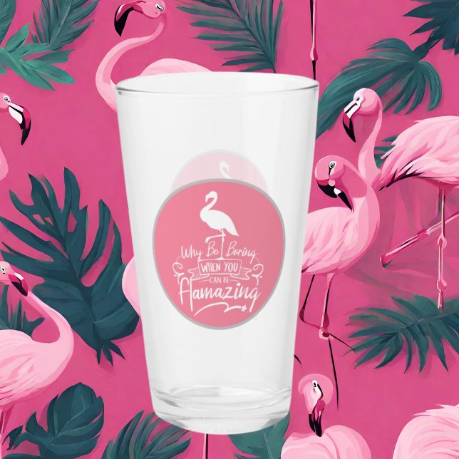 Söt rosa flamingo ord art glaskopp (Skapare uppladdad)