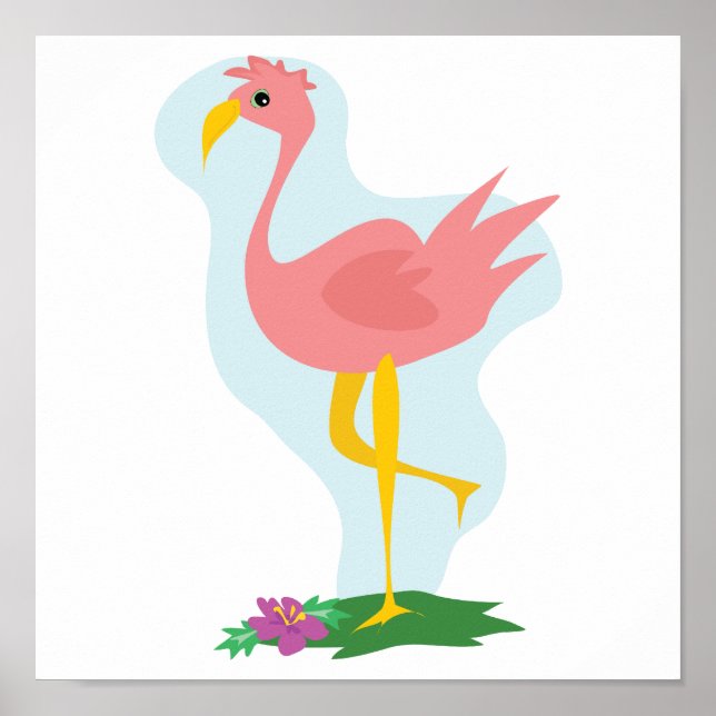 Söt rosa flamingo på varvet poster (Framsidan)