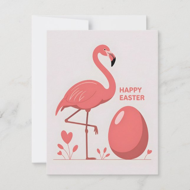 Söt Rosa Flamingo Påskkort Julkort (Framsida)