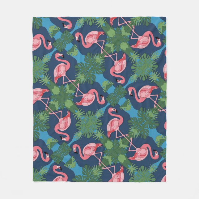 Söt Rosa Flamingo Pattern Fleecefilt (Framsidan)