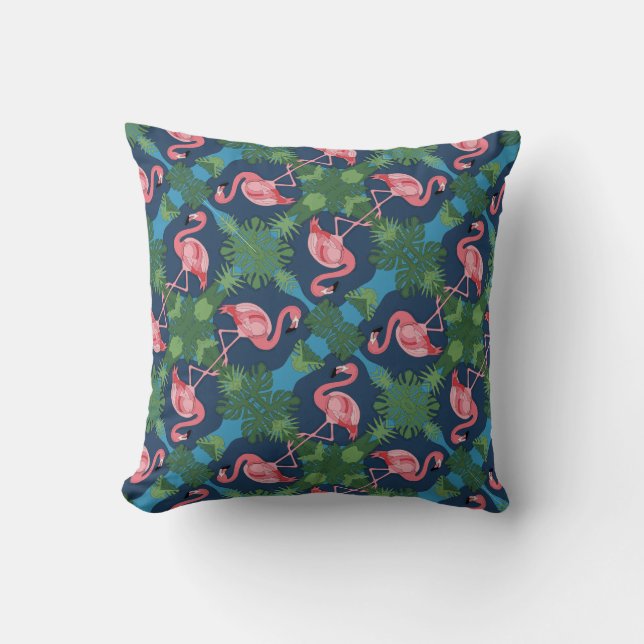Söt Rosa Flamingo Pattern Kudde (Framsida)