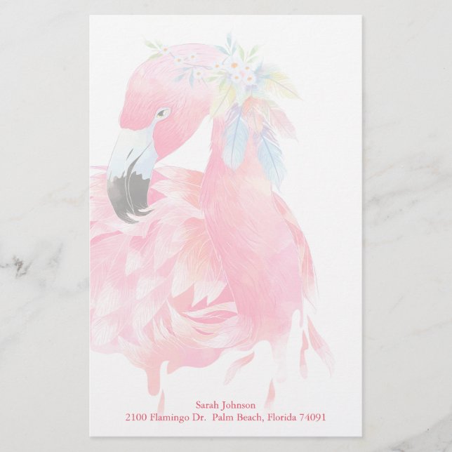 Söt Rosa Flamingo Personal Stationery Brevpapper (Framsida)