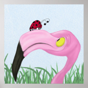 Söt Rosa Flamingo Poster